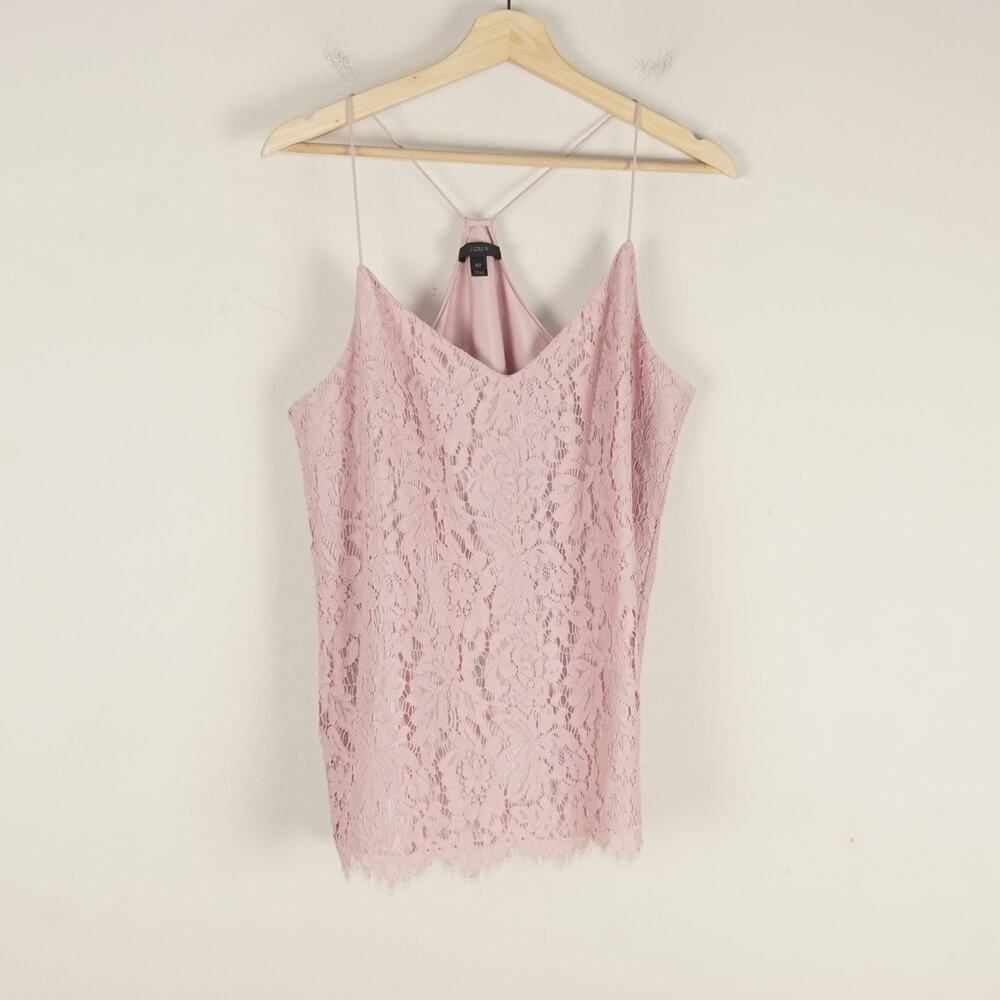 J crew Mauve Pink Lace Racer Carrie Cami Tank Top Womens Sz 12 Tall